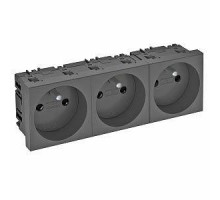 Розетка 3-м 10/16А 250В STD-F0 SWGR3 0град. франц. станд. черн. OBO 6120200