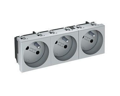 Розетка 3-м 10/16А 250В STD-F3 AL3 33град. франц. станд. серебр. OBO 6120272