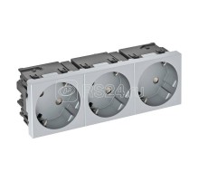 Розетка 3-м Modul45connect 10/16А 250В STD-D3C AL3 33град. с заземл. серебр. OBO 6120512
