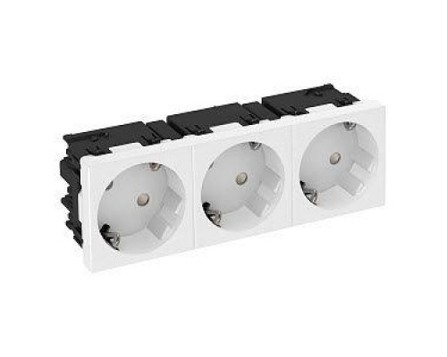 Розетка 3-м Modul45connect 10/16А 250В STD-D3C RW3 33град. с заземл. бел. OBO 6120502