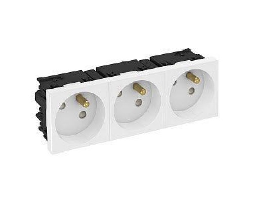 Розетка 3-м Modul45connect 10/16А 250В STD-F3C RW3 33град. франц. станд. бел. OBO 6120692
