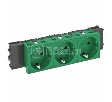 Розетка 3-м Modul45connect 16А 250В STD-D0C MZGN3 0град. с заземл. зел. OBO 6120386