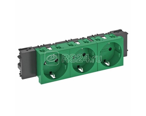 Розетка 3-м Modul45connect 16А 250В STD-D0C MZGN3 0град. с заземл. зел. OBO 6120386