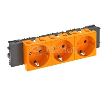 Розетка 3-м Modul45connect 16А 250В STD-D0C ROR3 0град. с заземл. оранж. OBO 6120384