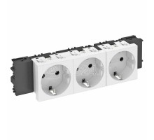 Розетка 3-м Modul45connect 16А 250В STD-D0C RW3 0град. с заземл. бел. OBO 6120382