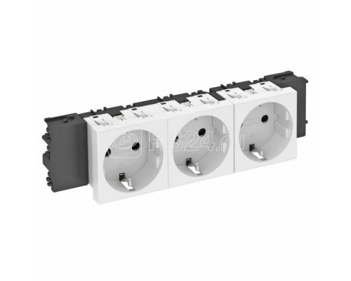 Розетка 3-м Modul45connect 16А 250В STD-D0C RW3 0град. с заземл. бел. OBO 6120382