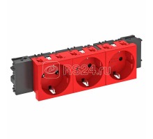 Розетка 3-м Modul45connect 16А 250В STD-D0C SRO3 0град. с заземл. красн. OBO 6120388