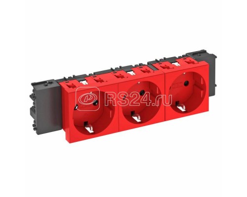 Розетка 3-м Modul45connect 16А 250В STD-D0C SRO3 0град. с заземл. красн. OBO 6120388