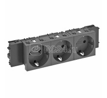 Розетка 3-м Modul45connect 16А 250В STD-D0C SWGR3 0град. с заземл. черн. OBO 6120390