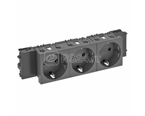 Розетка 3-м Modul45connect 16А 250В STD-D0C SWGR3 0град. с заземл. черн. OBO 6120390