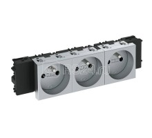Розетка 3-м Modul45connect 16А 250В STD-F0C AL3 0град. франц. станд. серебр. OBO 6120582