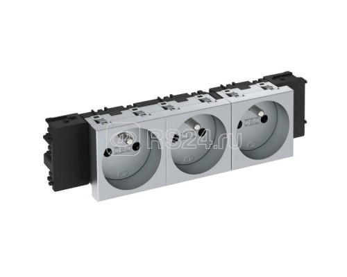 Розетка 3-м Modul45connect 16А 250В STD-F0C AL3 0град. франц. станд. серебр. OBO 6120582