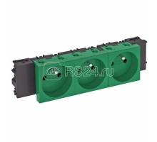 Розетка 3-м Modul45connect 16А 250В STD-F0C MZGN3 0град. франц. станд. зел. OBO 6120576