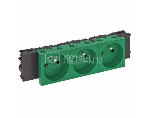 Розетка 3-м Modul45connect 16А 250В STD-F0C MZGN3 0град. франц. станд. зел. OBO 6120576