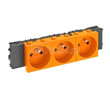Розетка 3-м Modul45connect 16А 250В STD-F0C ROR3 0град. франц. станд. оранж. OBO 6120574