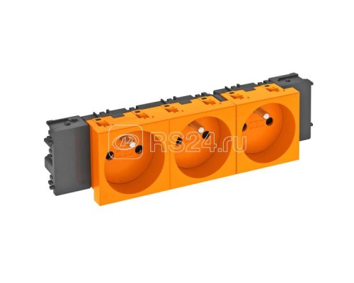 Розетка 3-м Modul45connect 16А 250В STD-F0C ROR3 0град. франц. станд. оранж. OBO 6120574
