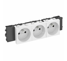 Розетка 3-м Modul45connect 16А 250В STD-F0C RW3 0град. франц. станд. бел. OBO 6120572