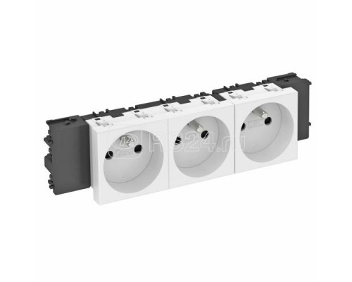 Розетка 3-м Modul45connect 16А 250В STD-F0C RW3 0град. франц. станд. бел. OBO 6120572