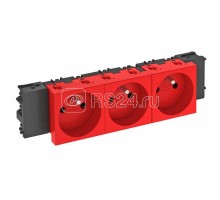 Розетка 3-м Modul45connect 16А 250В STD-F0C SRO3 0град. франц. станд. красн. OBO 6120578