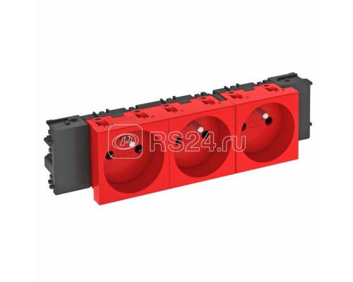 Розетка 3-м Modul45connect 16А 250В STD-F0C SRO3 0град. франц. станд. красн. OBO 6120578