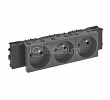 Розетка 3-м Modul45connect 16А 250В STD-F0C SWGR3 0град. франц. станд. черн. OBO 6120580