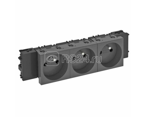 Розетка 3-м Modul45connect 16А 250В STD-F0C SWGR3 0град. франц. станд. черн. OBO 6120580
