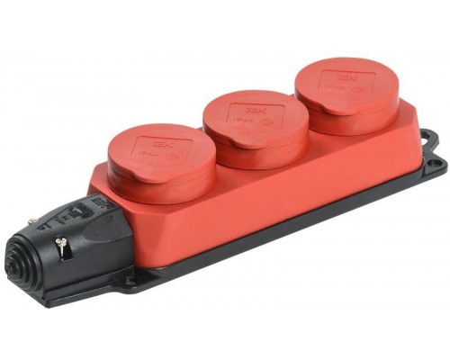 Розетка 3-м ОМЕГА РБ33-1-0м IP44 каучук красн. ИЭК PKR61-016-2-K04