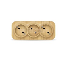 Розетка 3-м ОП 10А IP20 без заземл. сосна IONICH 1455