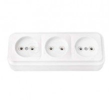 Розетка 3-м ОП 16А IP20 без заземл. бел. БЕЛТИЗ РА16-263