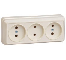 Розетка 3-м ОП Октава 10А IP20 без заземл. крем. ИЭК ERO30-K33-10-DC