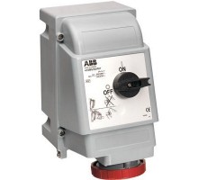 Розетка 416MVS6WH 16А 3P+N+E 6ч для тяжелых условий с выкл. и мех. блокировкой IP67 ABB 2CMA163272R1000