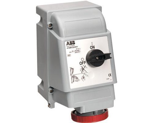 Розетка 416MVS6WH 16А 3P+N+E 6ч для тяжелых условий с выкл. и мех. блокировкой IP67 ABB 2CMA163272R1000