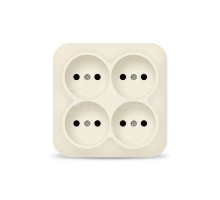 Розетка 4-м ОП 10А IP20 без заземл. сл. кость квадрат IONICH 1453