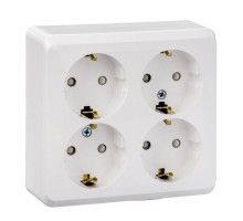 Розетка 4-м ОП Этюд 16А 250В защ. шторки с заземл. бел. SchE PA16-208B
