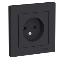 Розетка ATLAS DESIGN без заземл. 16А в сборе карбон SchE ATN001040