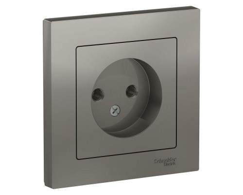 Розетка ATLAS DESIGN без заземл. 16А в сборе сталь SchE ATN000940