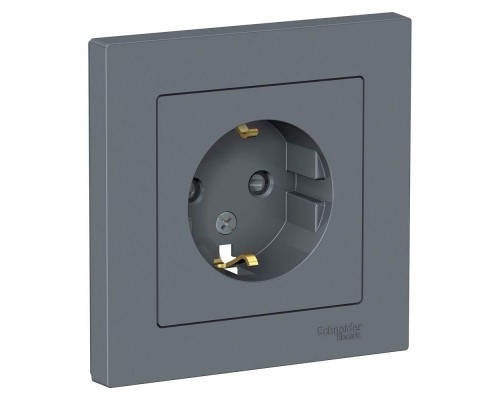Розетка ATLAS DESIGN с заземл. защ. шторки 16А в сборе грифель SchE ATN000744