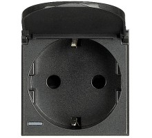 Розетка Axolute 10/16А 250В 2К+3 с защ. крышкой с боковыми зазем. конт. Schuko с экранированными контактами клеммы с автомат. зажимом нем. станд. антрацит Leg BTC HS4141PW