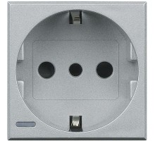 Розетка Axolute 10/16А 2К+3 с центр. и боковыми заземл. конт. Schuko защ. шторки нем. станд. алюм. Leg BTC HC4140