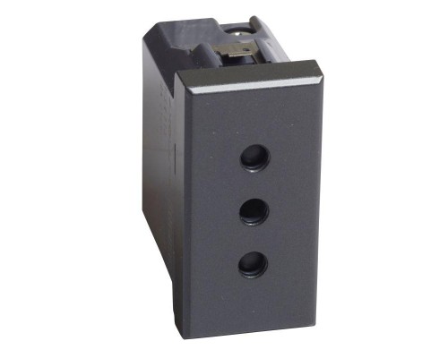 Розетка Axolute 10А 250В 2К+3 с зазем. конт. 4мм антрацит Leg BTC HS4113