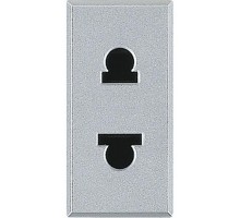 Розетка Axolute 2К 16А защ. шторки евро/амер. станд. алюм. Leg BTC HC4125