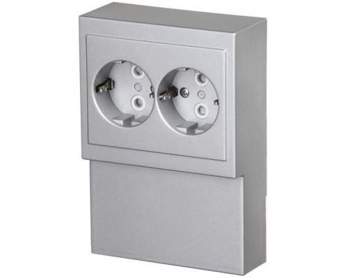 Розетка Double Schuko Impressivo 16А 230В для установки на плинтус алюм. ABB 2TKA00002275
