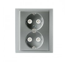 Розетка Double Schuko Impressivo 16А 230В с рамкой алюм. ABB 2TKA00000442