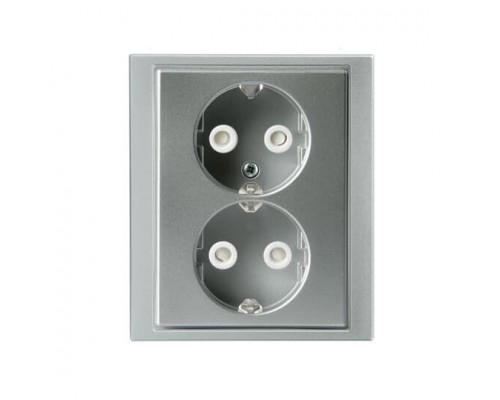 Розетка Double Schuko Impressivo 16А 230В с рамкой алюм. ABB 2TKA00000442