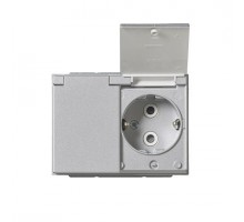 Розетка Double Schuko Impressivo 16А 230В с защ. крышкой IP21/44 алюм. ABB 2TKA00003032