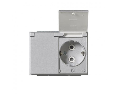 Розетка Double Schuko Impressivo 16А 230В с защ. крышкой IP21/44 алюм. ABB 2TKA00003032