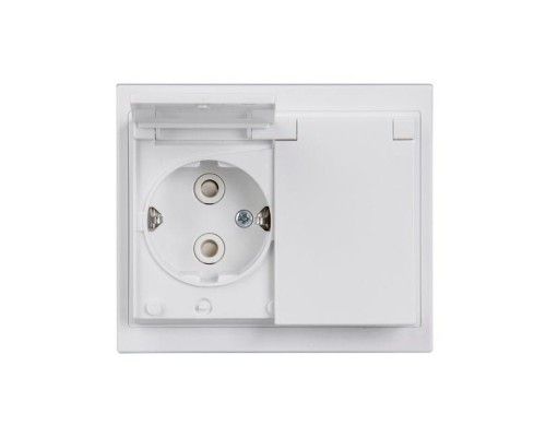 Розетка Double Schuko Impressivo 16А 250В в сборе с заземл. зажимные клеммы IP44 бел. ABB 2TKA000954G1