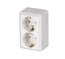 Розетка Double Schuko Jussi 16А 250В с заземл. зажимные клеммы наружный монтаж бел. ABB 2TKA000994G1