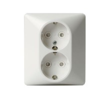 Розетка Double Schuko Jussi 16А 250В в сборе с заземл. зажимные клеммы бел. ABB 2TKA000945G1