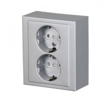 Розетка Impressivo 2мод. накладного монтажа алюм. ABB 2TKA00001609